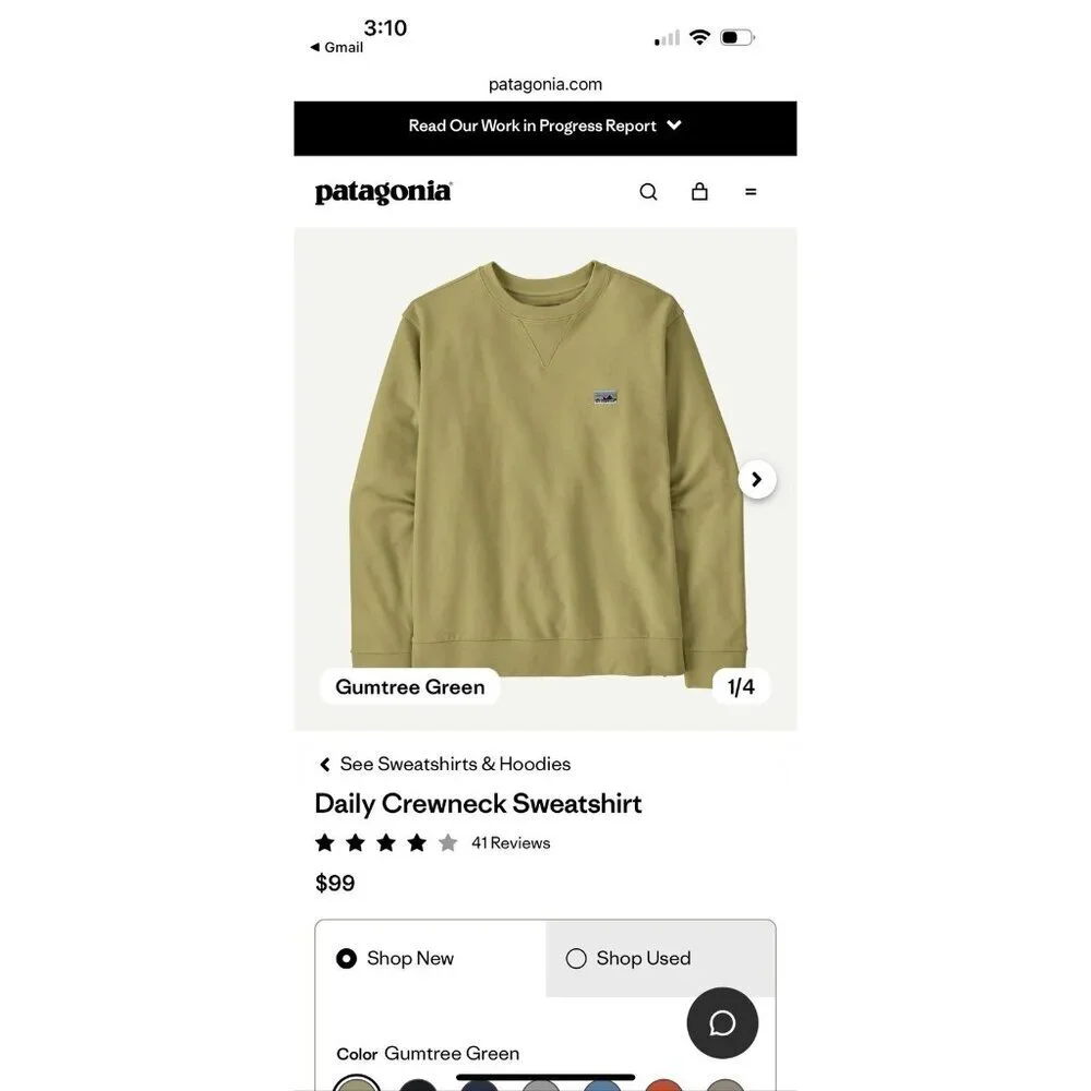 Patagonia Daily Crewneck Sweater Teal Medium Organic Cotton